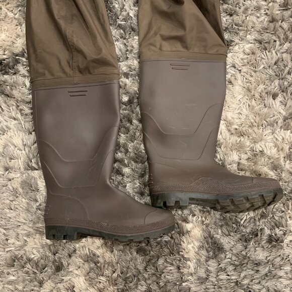 Used FISHINGSIR Fishing Chest Waders w/ Boots Hunting Brown - Picture 2 of 8